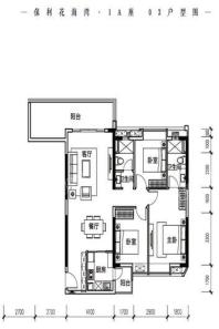 保利·花海湾1A座03户型 3室2厅2卫1厨