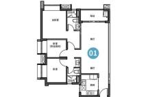 时代倾城（鹤山）6栋建面94平01\02户型 3室2厅2卫1厨