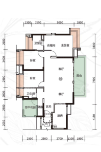 清远保利春晓1栋/2栋02单元140平户型 3室2厅2卫1厨