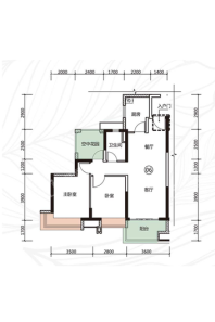 清远保利春晓3栋06单元87平米户型 2室2厅1卫1厨