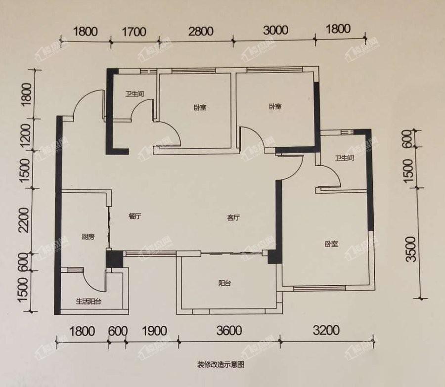 南充阳光半山府邸3室2厅2卫户型图-南充楼盘网