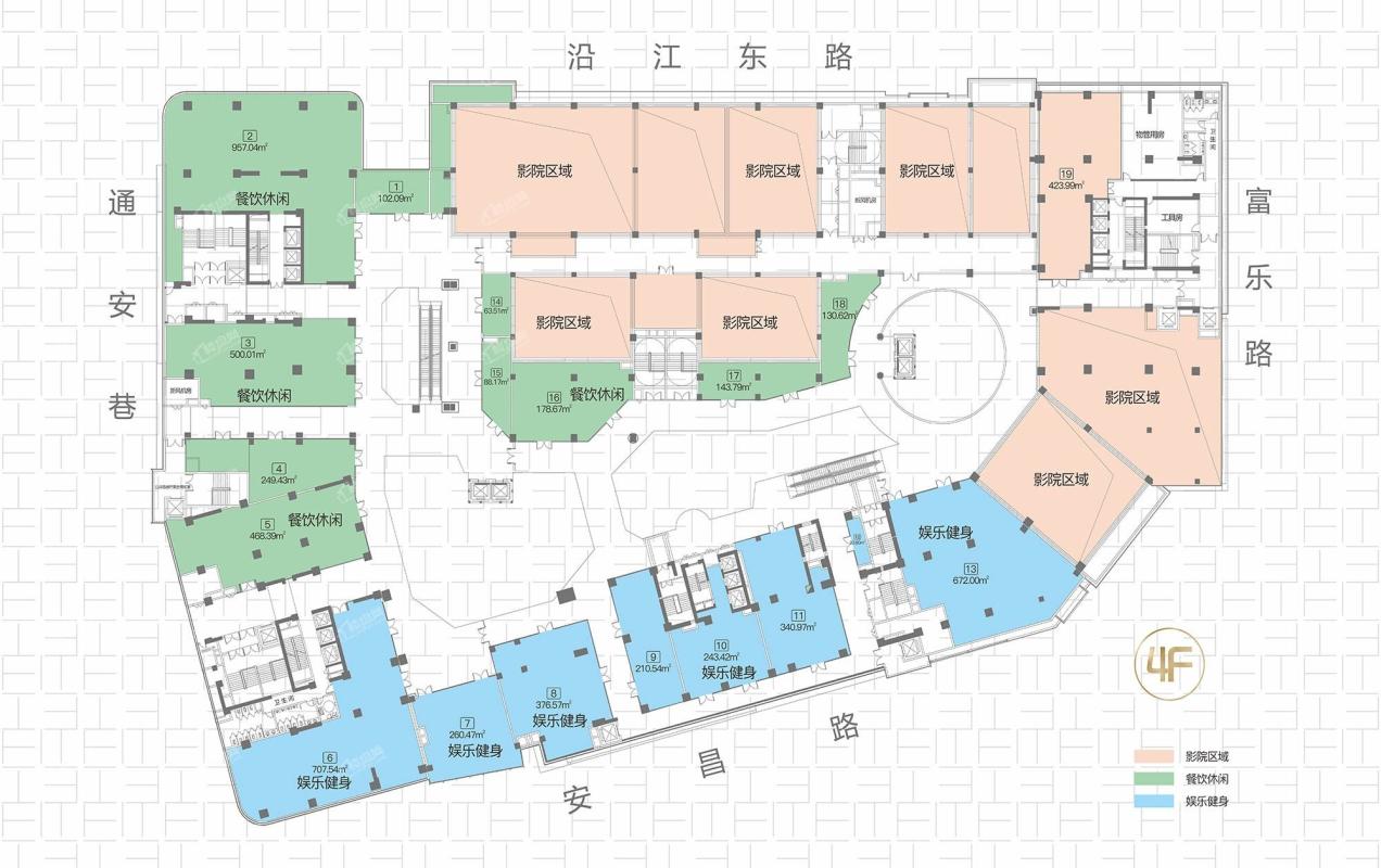 富临时尚天街商铺4F平面图