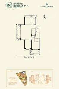 鲁能公馆二期126㎡B6户型 3室2厅2卫1厨
