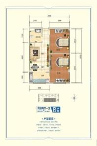 红松·幸福里B户型 2室2厅1卫1厨