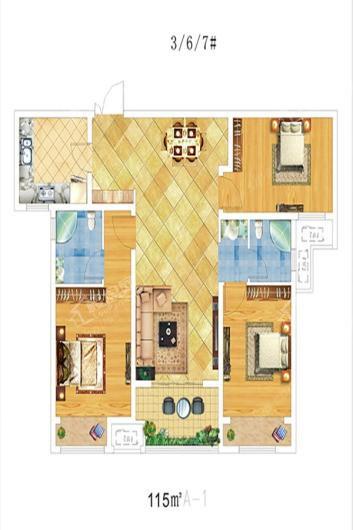 商水建业城115 3室2厅1卫1厨