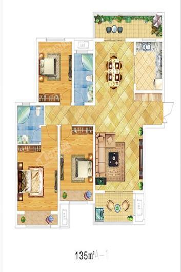 商水建业城135A-1 3室2厅2卫1厨