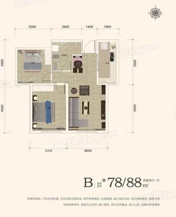 三合庭苑B户型78平