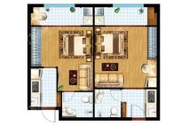 五联商业中心D-B户型约86-95㎡方案2 2室2卫2厨