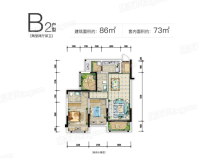 桃源居·悦璟B2户型 2室2厅2卫1厨