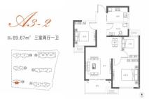 名门橙邦A3-2户型 3室2厅1卫1厨