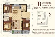 一格里小区B户型 3室2厅2卫1厨