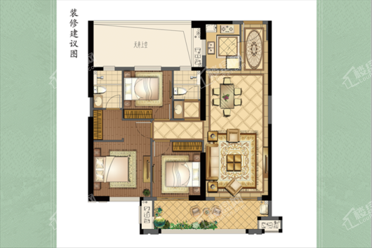 金辉观澜云著110㎡ 3室2厅2卫1厨