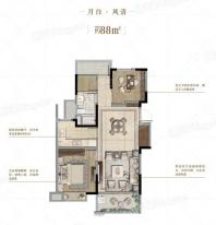 融信世纪东方月白风清88㎡ 3室2厅1卫