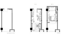 公园道公寓户型建面36.98平 1室1厅1卫1厨