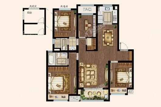 中海寰宇天下普通洋房120平 4室2厅2卫1厨