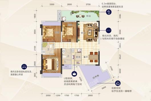 财富海岸4号楼 3室2厅2卫1厨