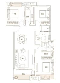 113㎡E户型示意图