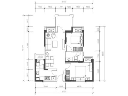 天府国际凤凰城 C2-1户型， 2室2厅1卫1厨， 建筑面积约81.00平米，2室2厅1卫，81平米（建筑）