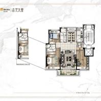 华润置地公元九里119平3室2厅2卫D户型标准层