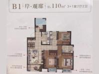 B1户型 4室2厅2卫 建筑面积：约110m²