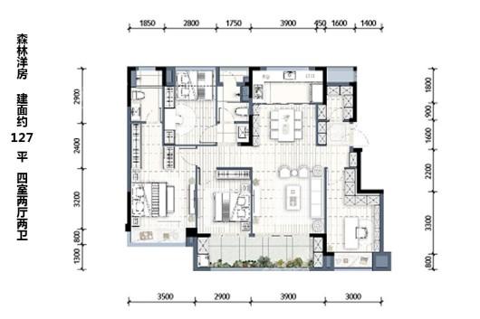 万科·星光森林森林洋房建面约127平 4室2厅2卫1厨