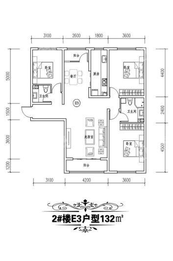 桐城新林苑E3 3室2厅2卫1厨