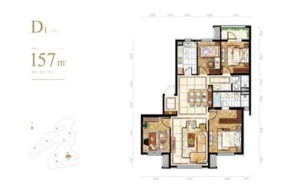 保利熙悦D1户型157平
