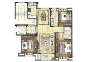 A户型 3室2厅2卫  建筑面积：约120m²