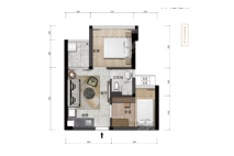 天合名轩1栋04户型49㎡ 2室1厅1卫1厨