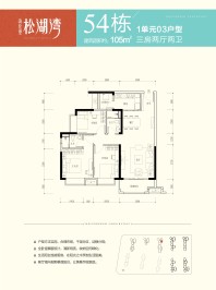 54栋1单元03户型三房两厅两卫105㎡