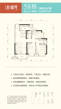 58栋2单元04户型3房两厅两卫103㎡