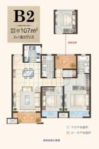 中梁·珑璟阁B2户型107㎡ 3室2厅2卫1厨