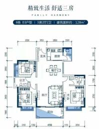 6栋03户型128㎡三房两厅两卫