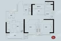 恒泰·阿奎利亚A2户型89平米 2室2厅1卫1厨