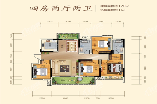 滨江学府四房 4室2厅2卫1厨