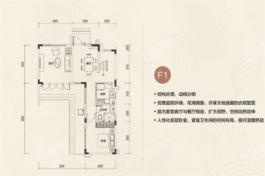 忠县恒大悦珑湾A户型F1层 4室2厅3卫1厨