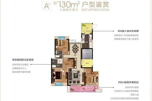 联发国际度假区红韵天A1户型 3室2厅2卫1厨