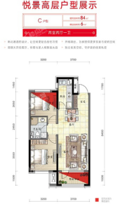 金科集美万象户型图84平2室2厅1卫