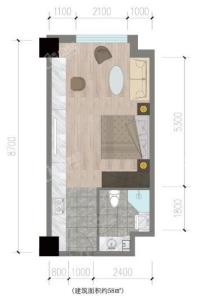 金丰御水国际传媒大厦公寓58平米户型图2 1室1厅1卫1厨