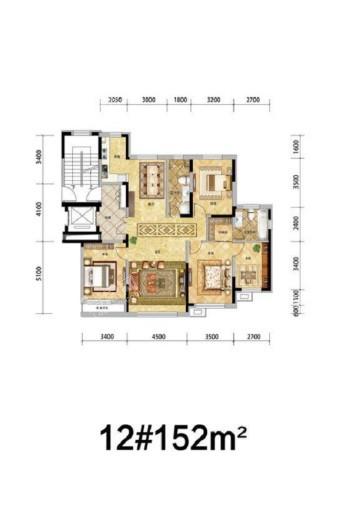 居然世界里152平米户型图 3室2厅2卫1厨