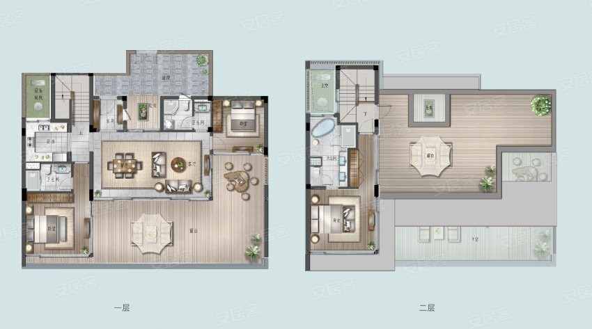 F户型 3室2厅3卫 建筑面积：约165m²