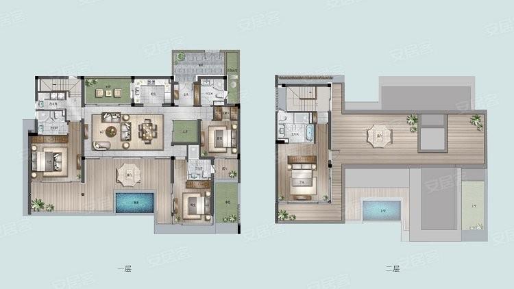 G户型 4室2厅4卫 建筑面积：约213m²