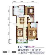 9#10# G2户型 三房两厅一厨两卫两阳台  116.84㎡