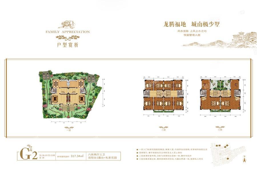 (双拼别墅)30-38-39-53-55栋G2户型-六房两厅三卫双阳台一露台+私家花园-317.34㎡