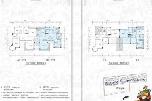 海南恒大棋子湾A3户型图 4室2厅2卫1厨