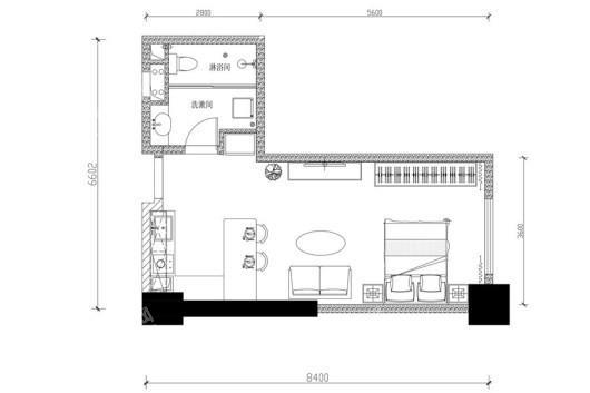 望建大厦45.97平户型 1室1厅1卫1厨