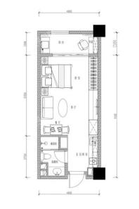 望建大厦51.03平户型 1室1厅1卫1厨