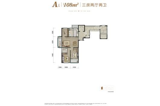 恒厚阳光里A户型108平 3室2厅2卫1厨