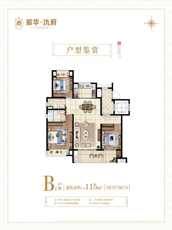 洋房—B1—约115—3房2厅1厨2卫