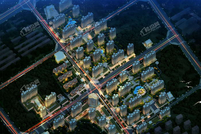 中力·中央新城夜景鸟瞰图